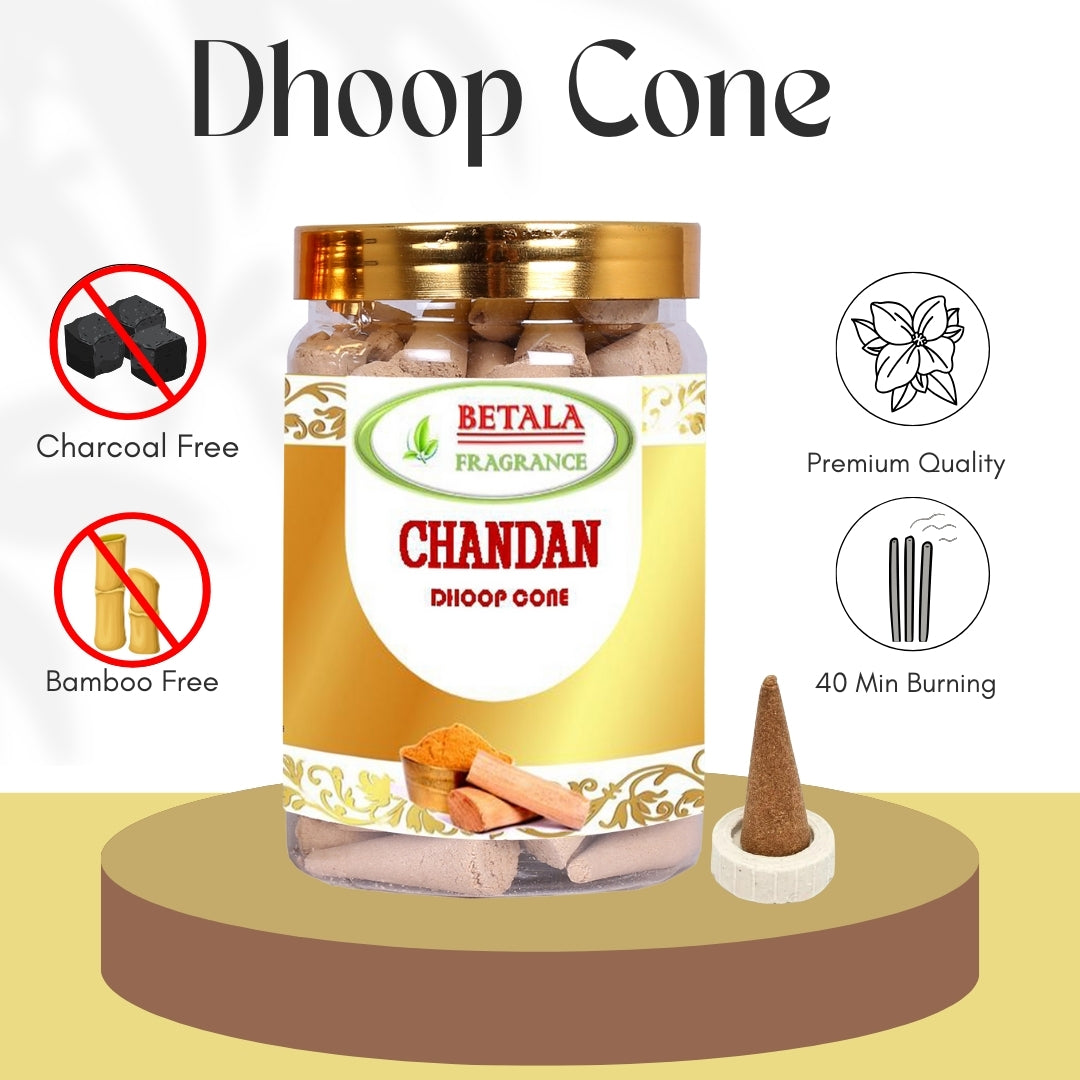 Chandan, Gulab, Lavender & Oud Dhoop Cone Promotional Bundle (30 pc X 4 Pack)