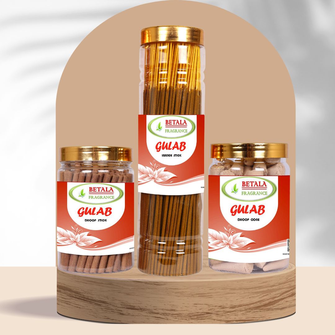 Betala Fragrance Gulab/Rose Combo, Agarbatti, Dhoop Cones, Dhoop Sticks