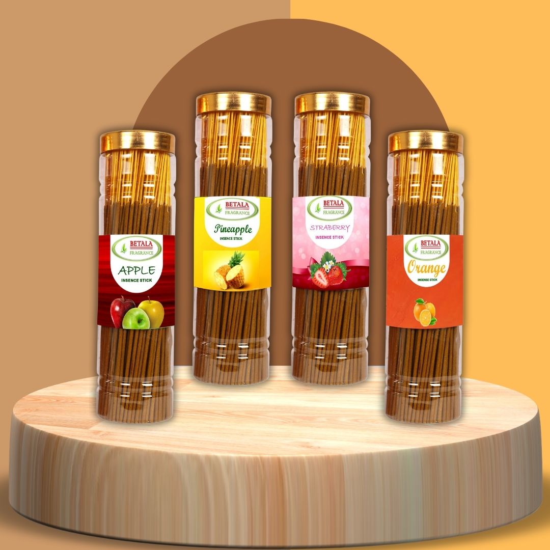 Betala Fragrance Agarbatti Promotional Bundle - Apple, Pineapple, Strawberry & Orange (100 g X 4 Pack) (Copy)